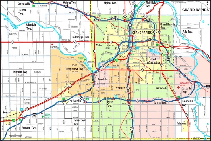 Grand Rapids area road map