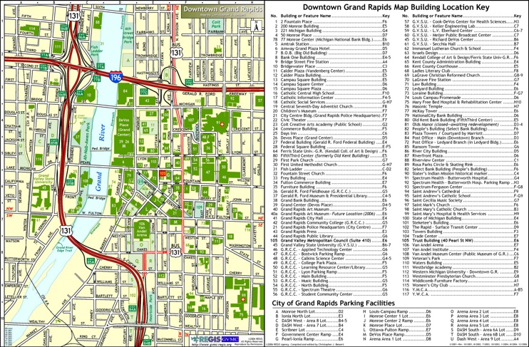 Grand Rapids downtown buildings map