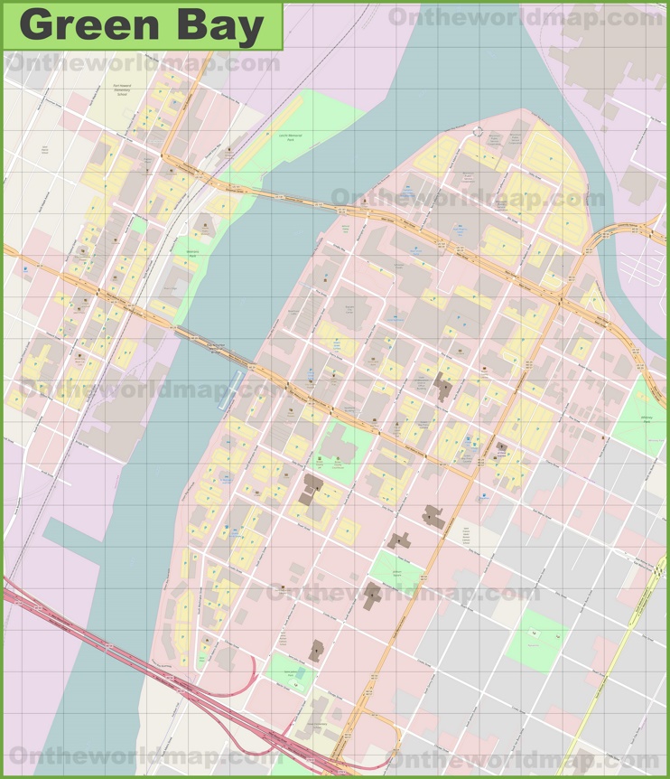 Green Bay downtown map