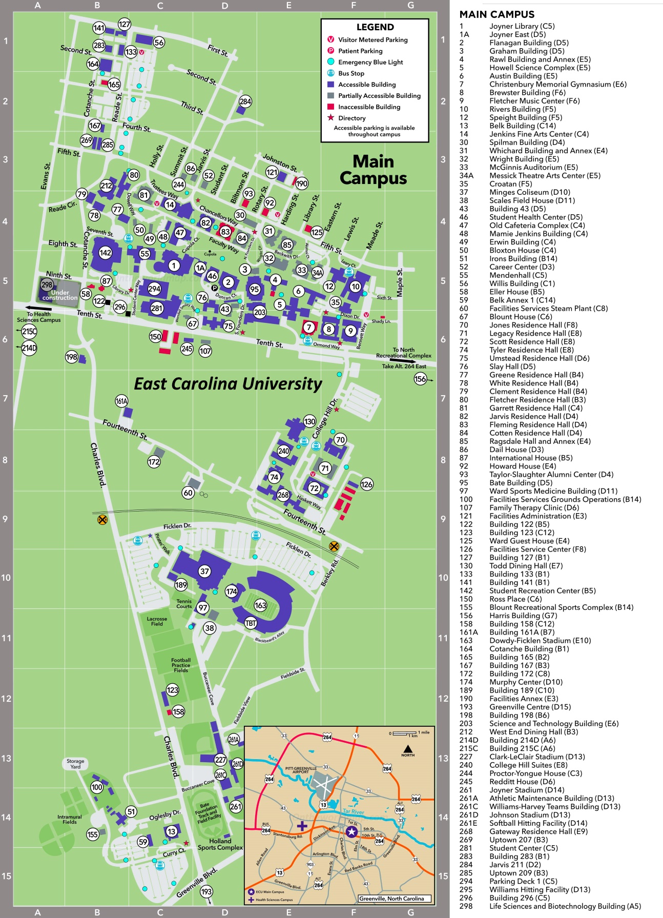 east carolina university main campus map