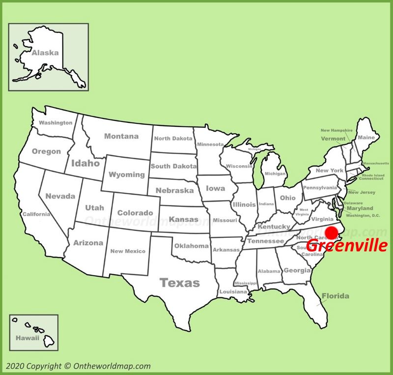 Greenville location on the U.S. Map