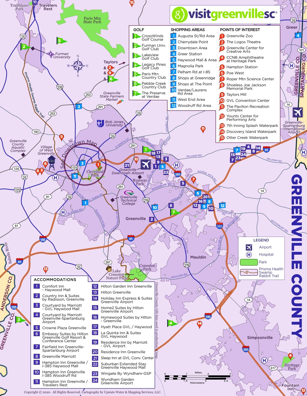 Greenville County Tourist Map