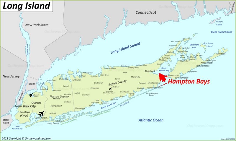 Hampton Bays Location On The Long Island Map