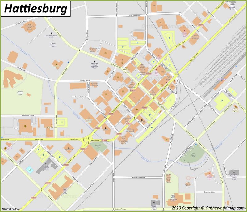 Hattiesburg Downtown Map