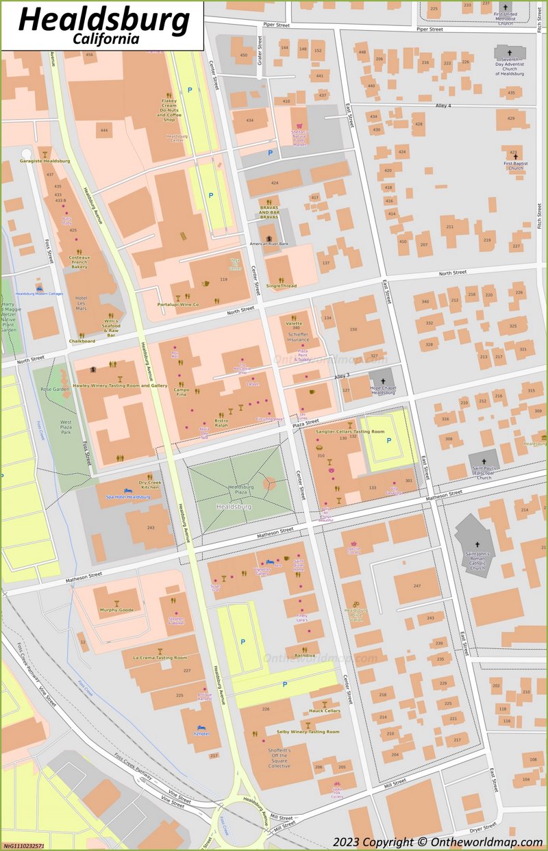 Downtown Healdsburg Map