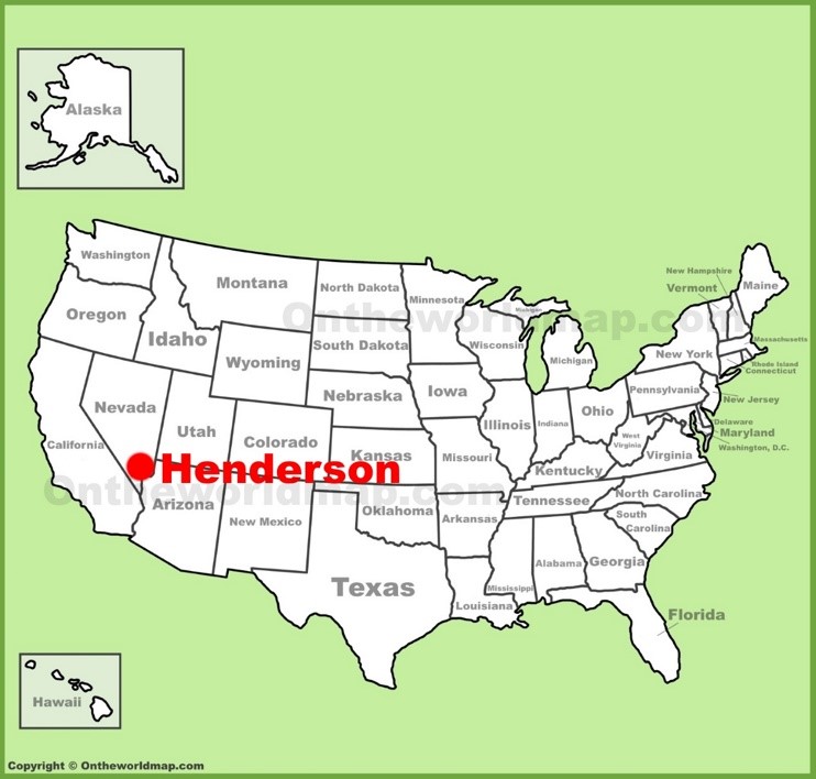 Henderson location on the U.S. Map 