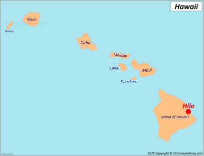 Hilo Location on the Hawaii Map
