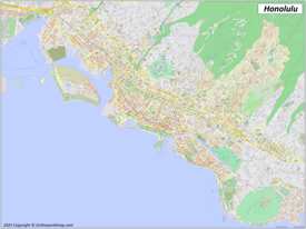 Large detailed map of Honolulu