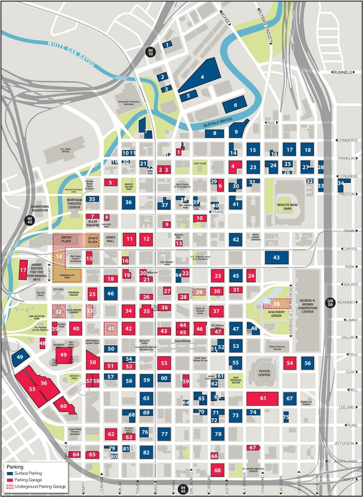 Houston downtown parking map