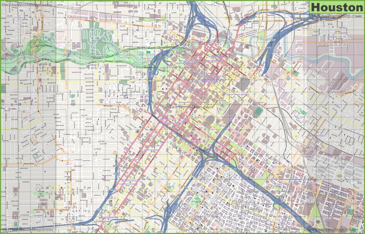 Large detailed street map of Houston