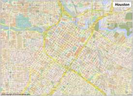 Large detailed street map of Houston