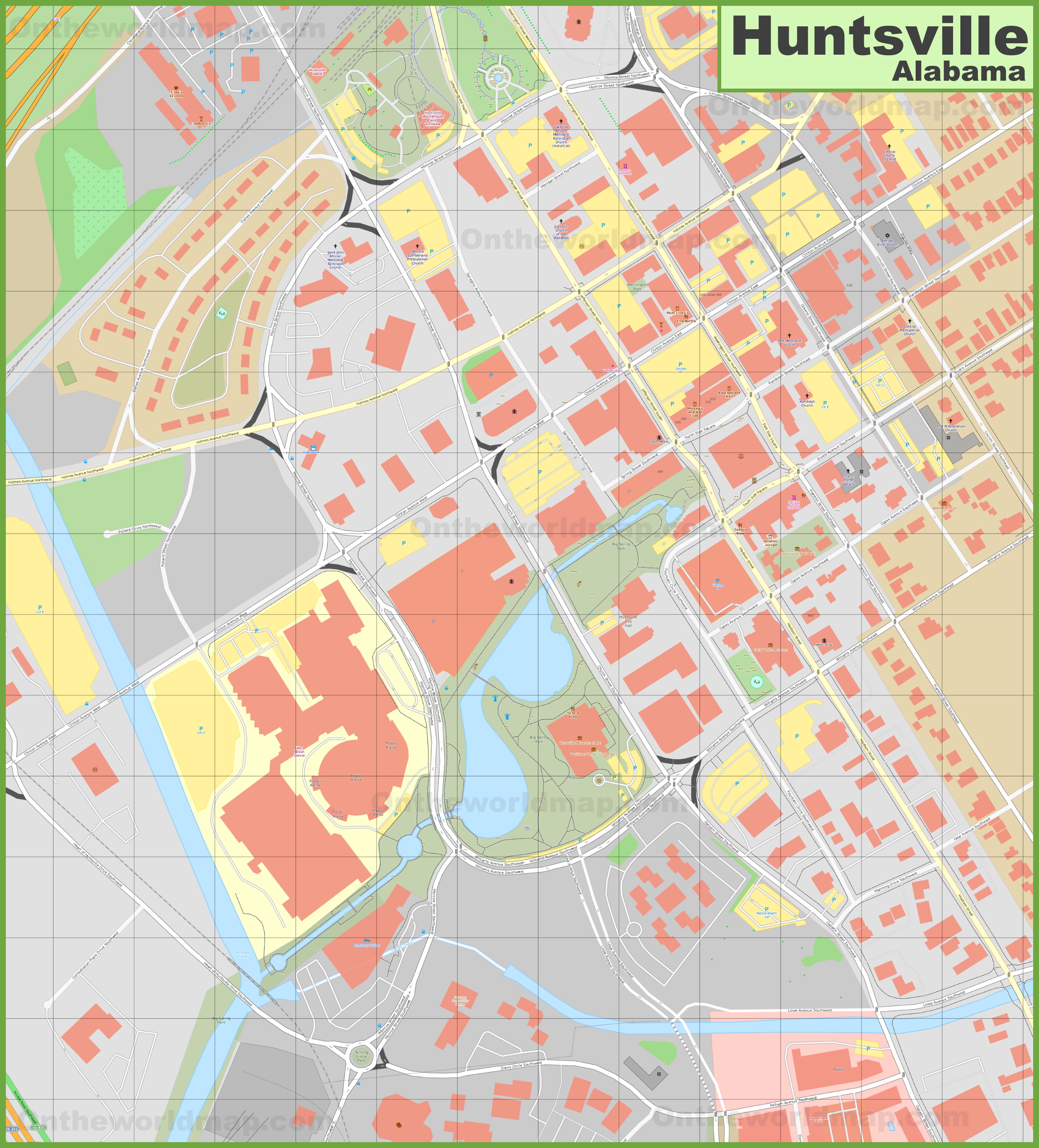 Map Of Downtown Huntsville Al - World Map