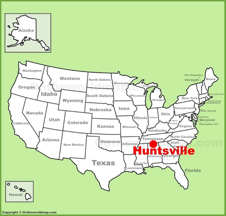 Huntsville location on the U.S. Map