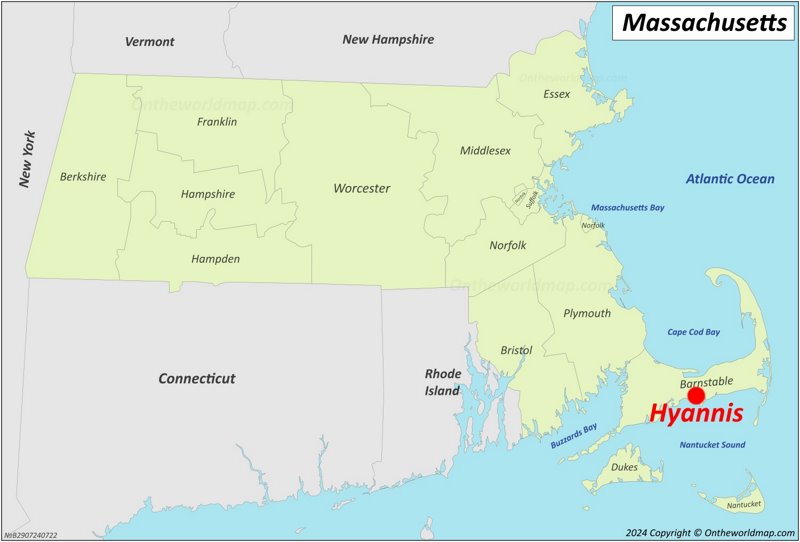 Hyannis Location On The Massachusetts Map