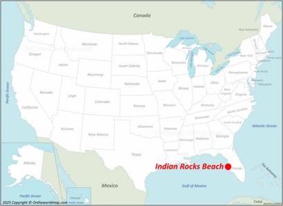 Indian Rocks Beach Location on the USA Map