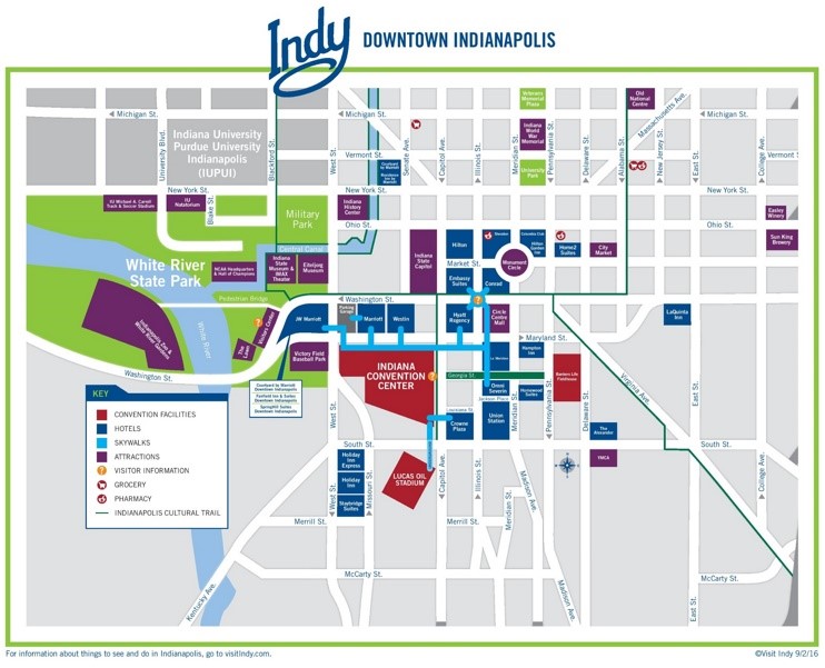 Indianapolis Downtown Map Ontheworldmap