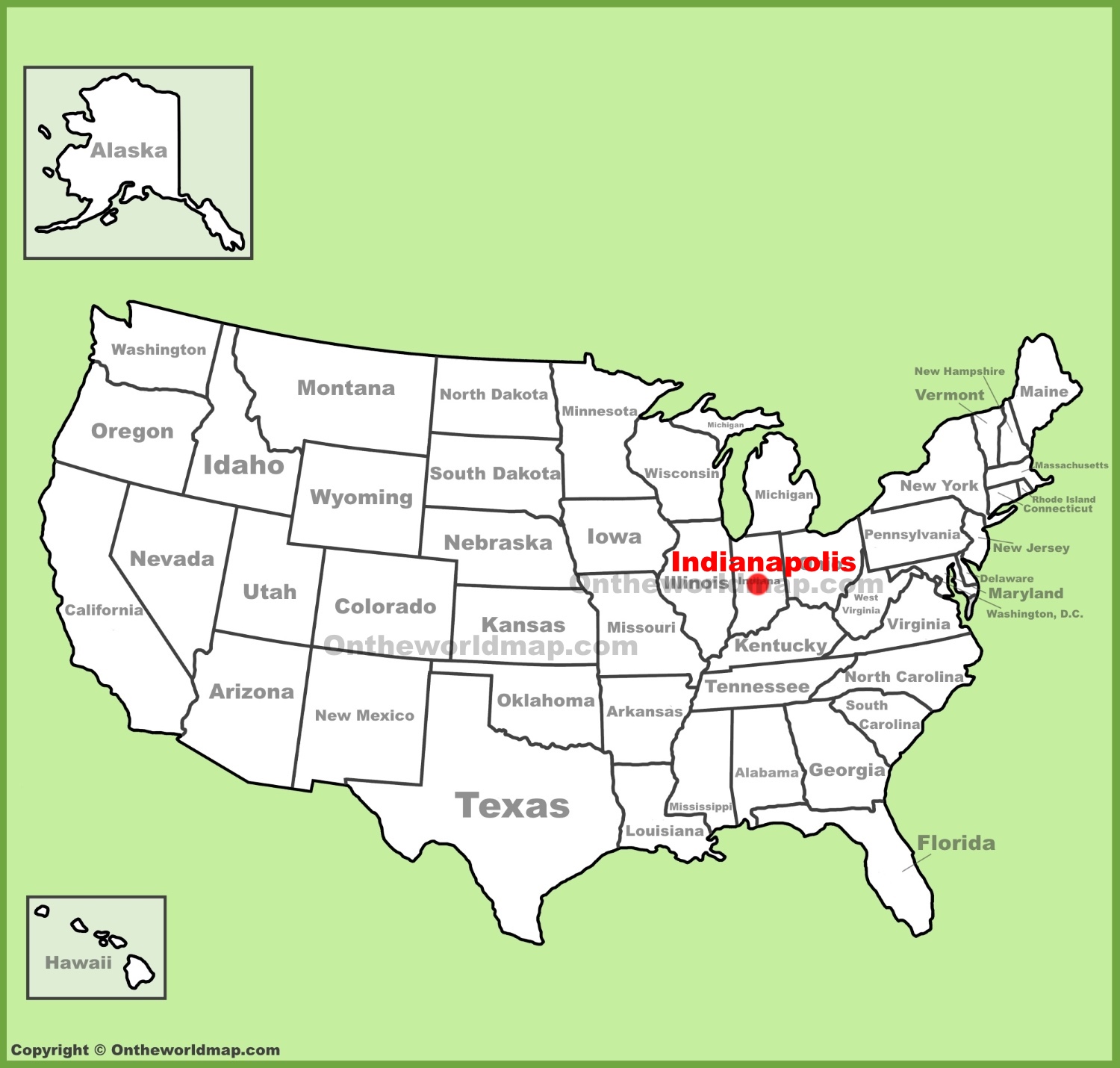 Indianapolis location on the U.S. Map