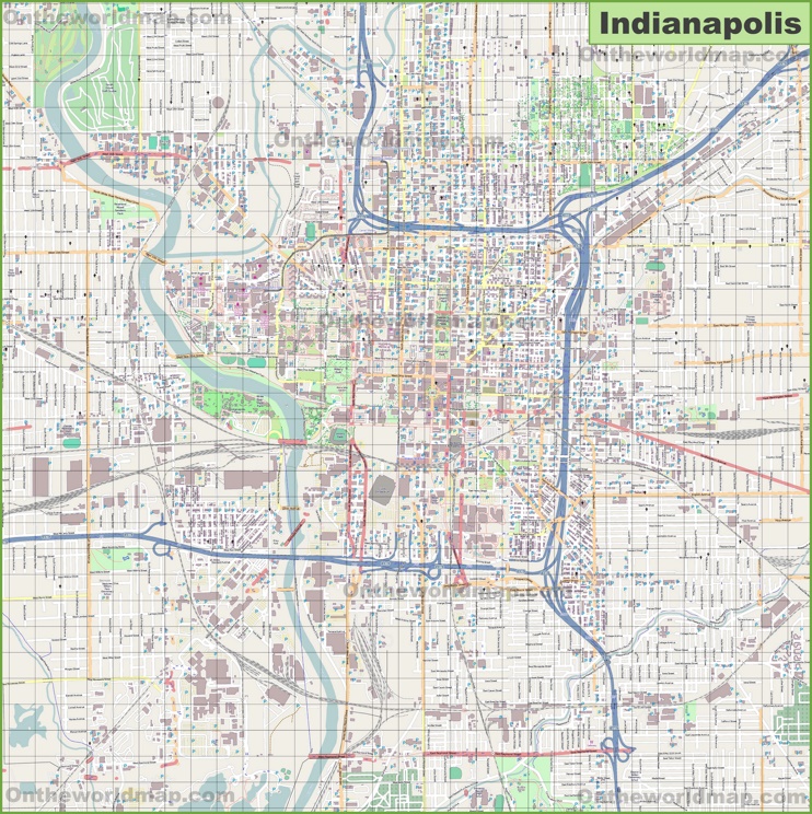 Large Detailed Map Of Indianapolis