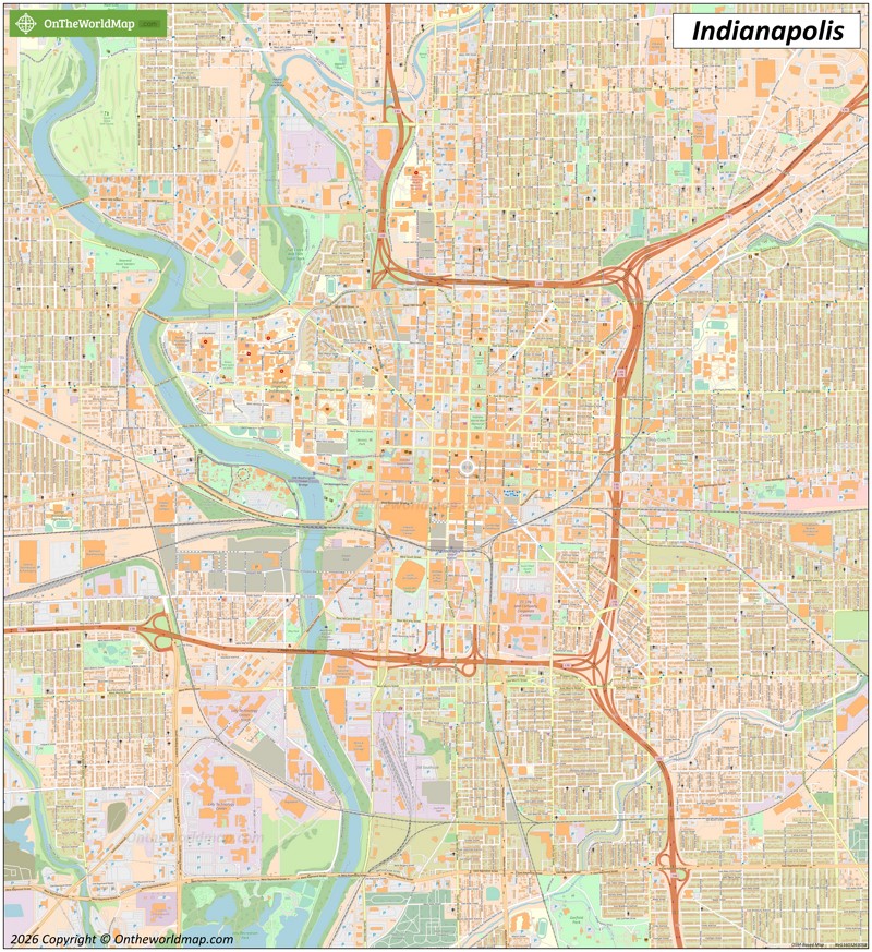 Large detailed map of Indianapolis