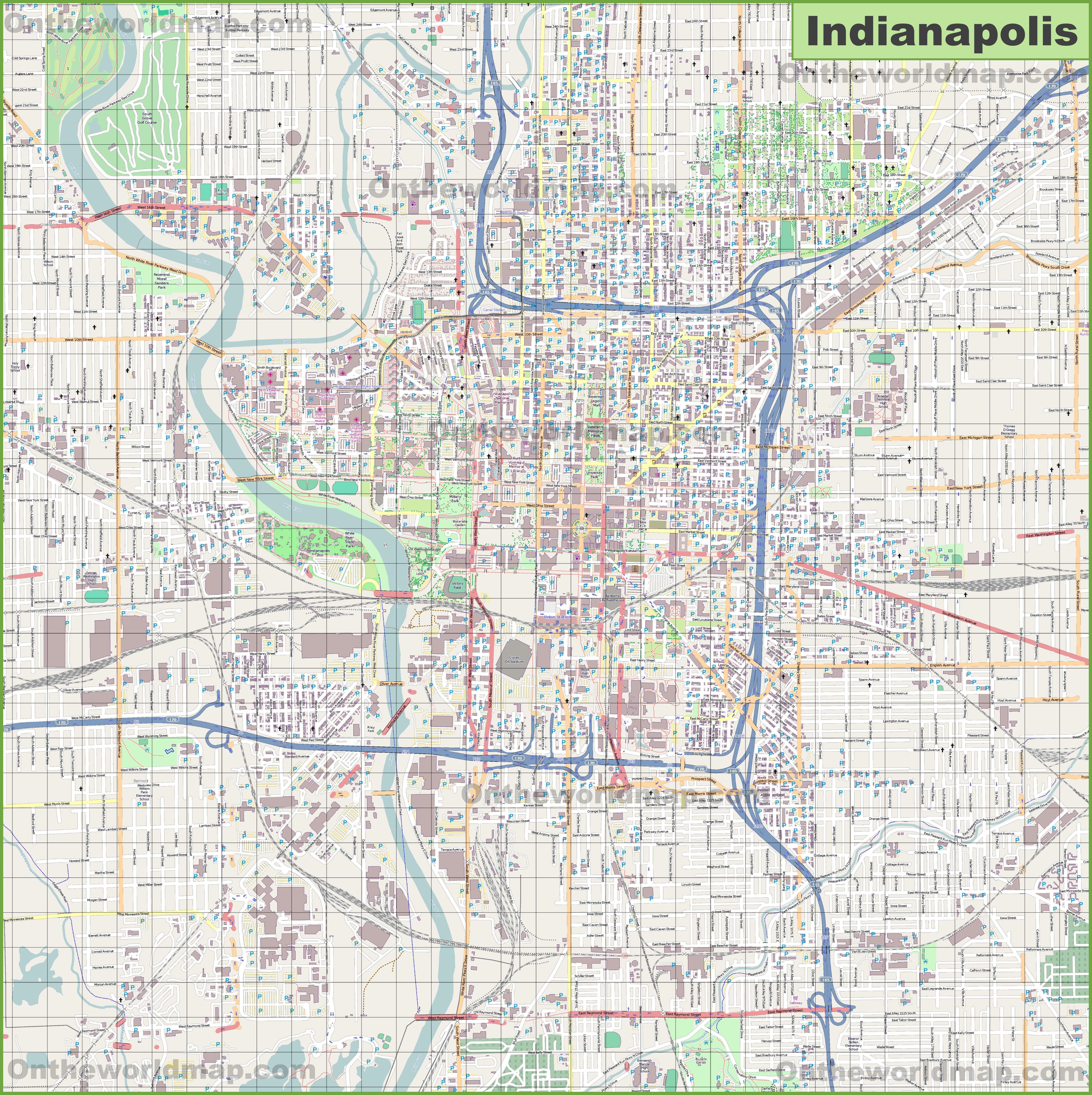 Show Me A Map Of Indianapolis Indiana Large Detailed Map Of Indianapolis