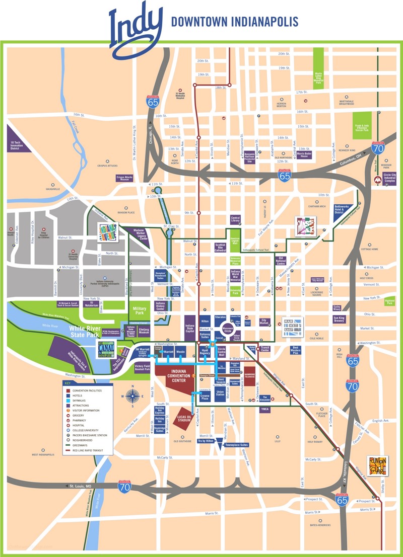 Tourist Map of Downtown Indianapolis