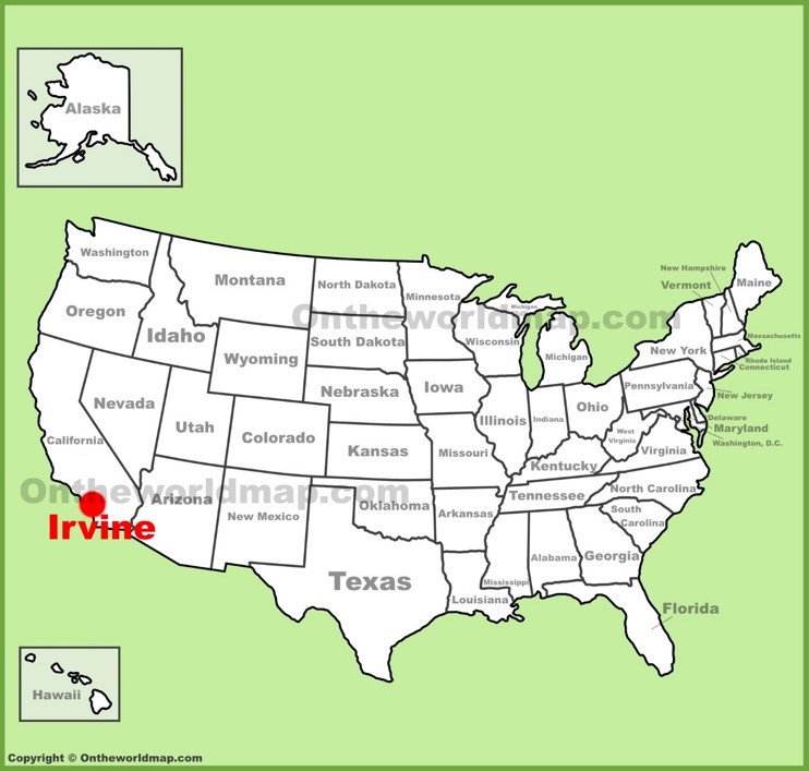Irvine location on the U.S. Map