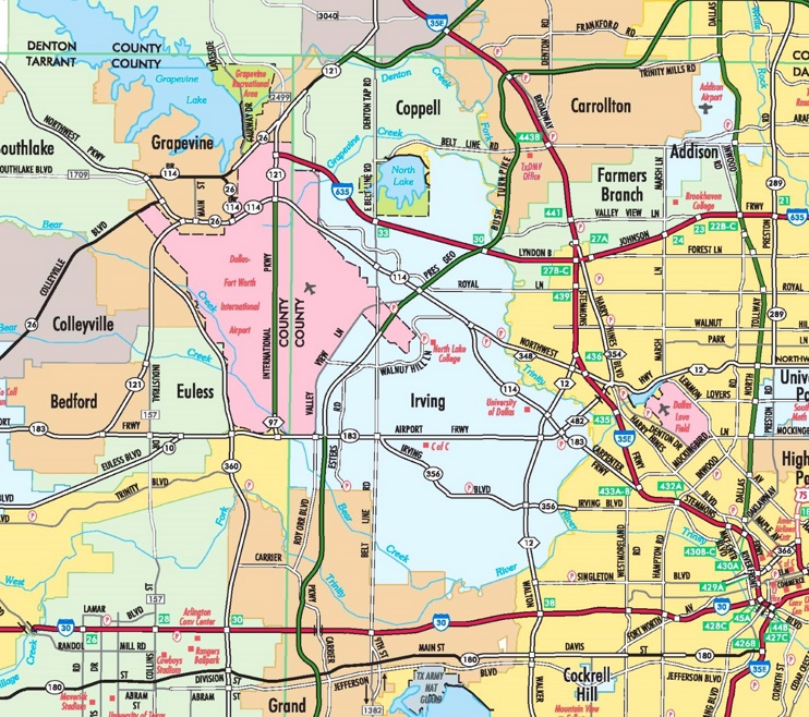 Irving area road map