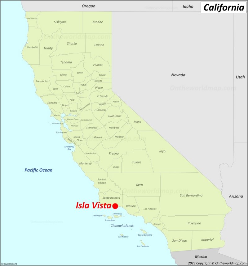 Isla Vista Location On The California Map