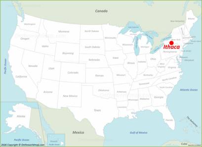 Ithaca Location on the USA Map