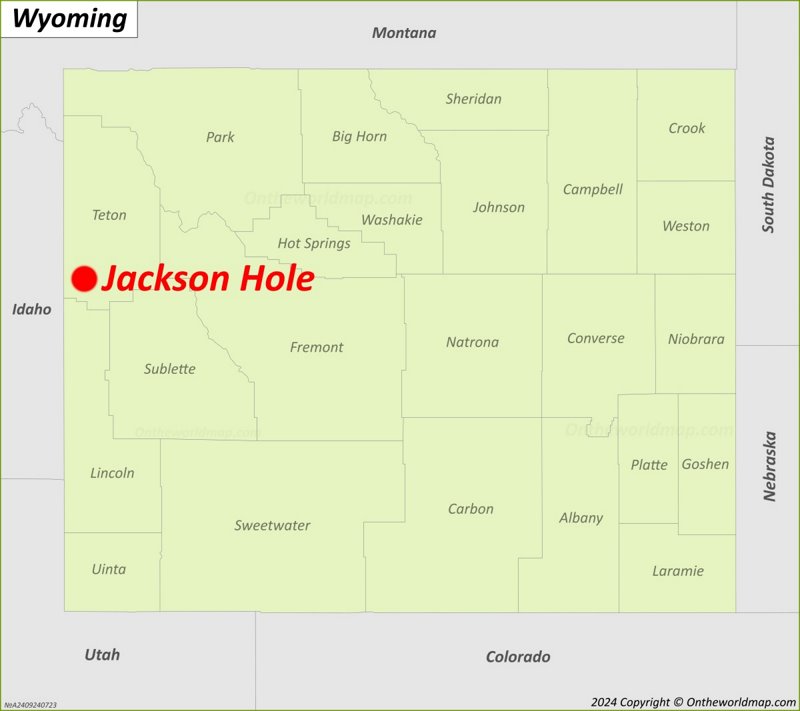 Jackson Hole Location On The Wyoming Map