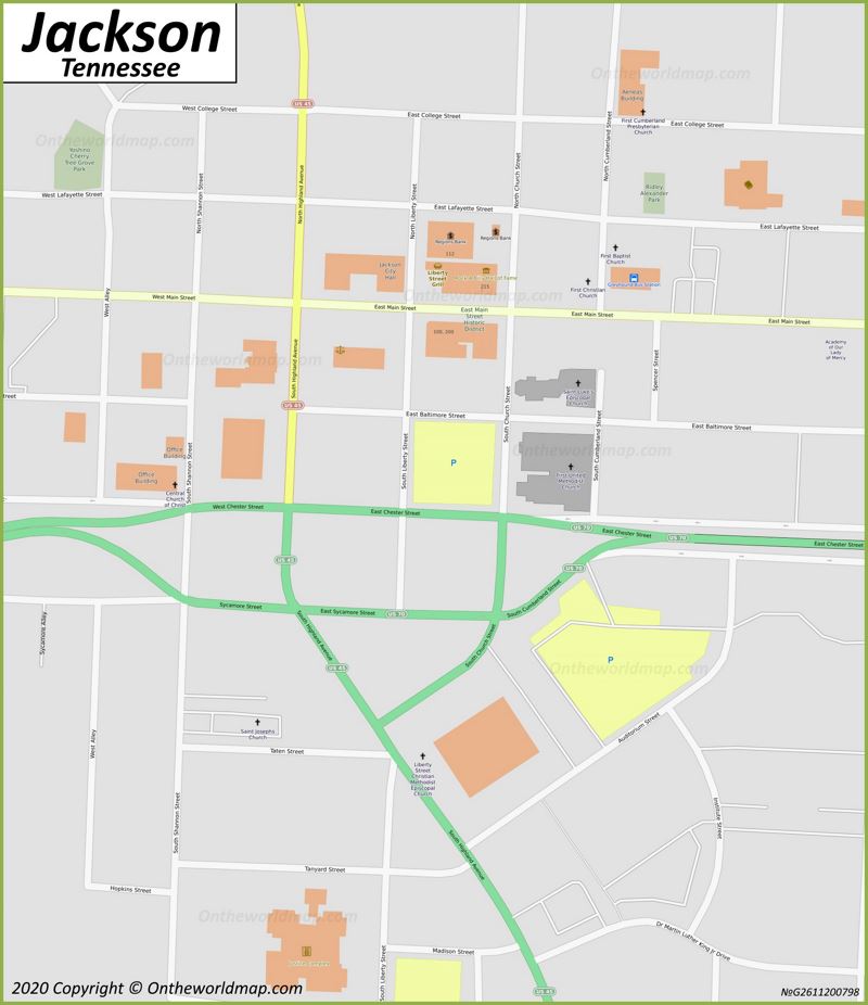 Jackson TN Downtown Map