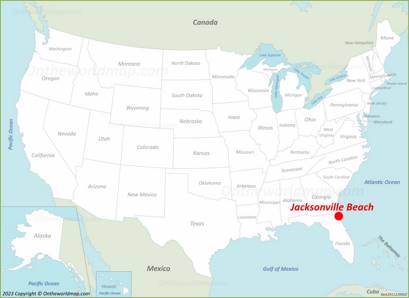 Jacksonville Beach Location on the USA Map