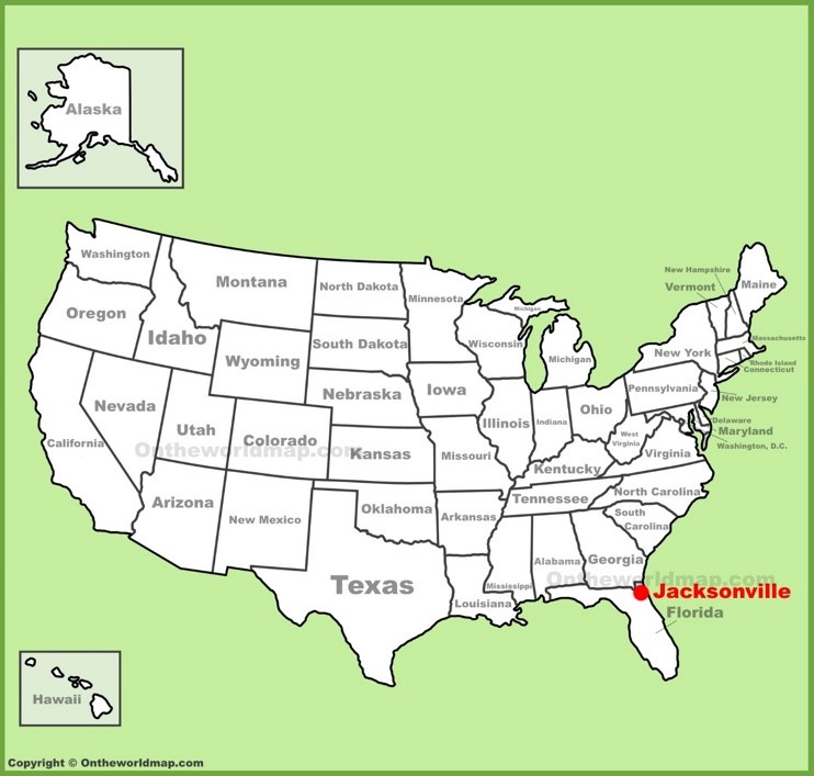 Jacksonville location on the U.S. Map