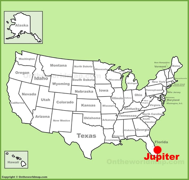 Jupiter location on the U.S. Map