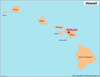 Kahului Location on the Hawaii Map