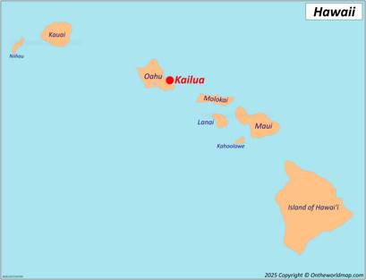 Kailua Location on the Hawaii Map