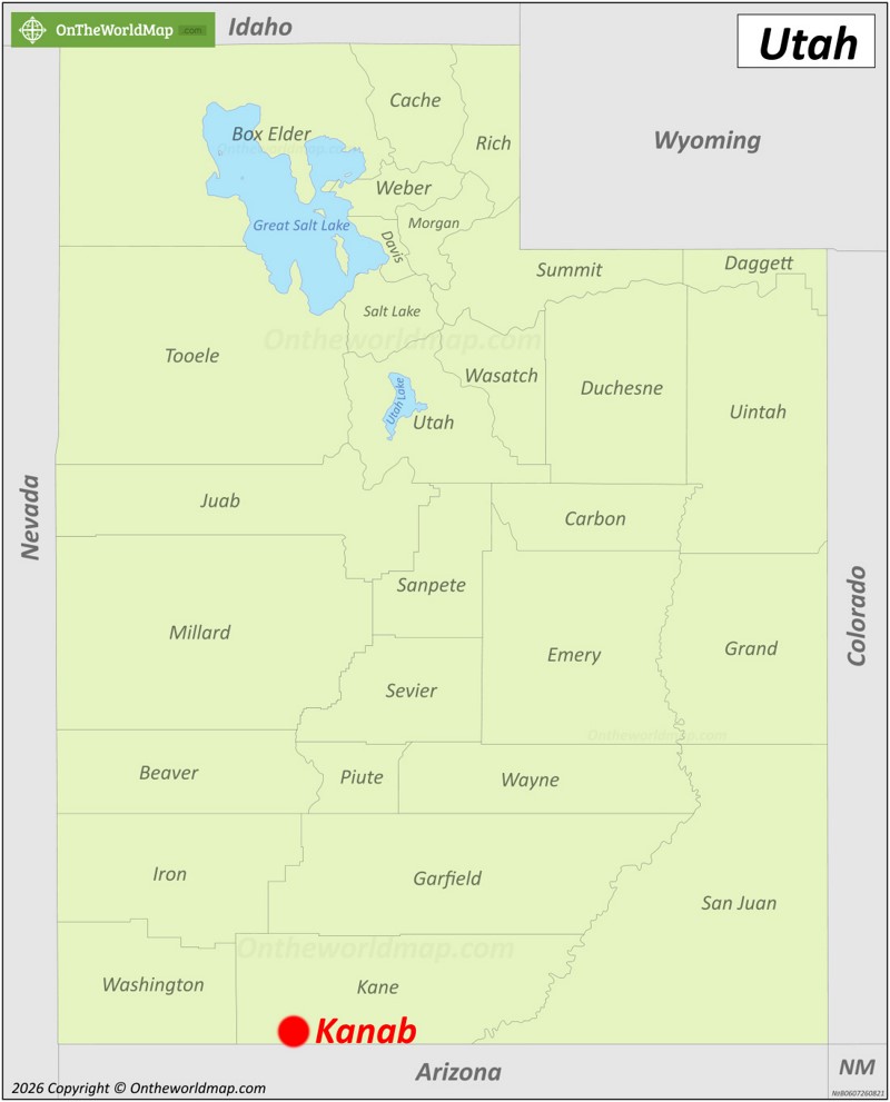 Kanab Location On The Utah Map
