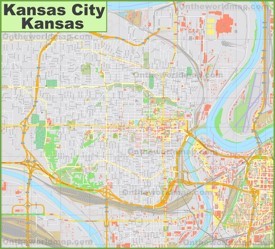 Large detailed map of Kansas City (Kansas)