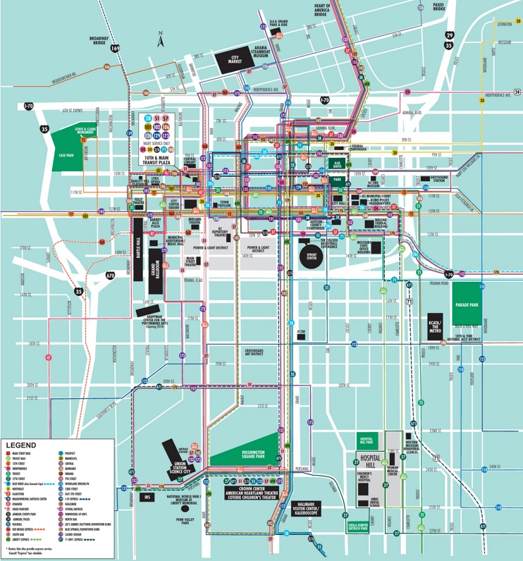 Kansas City downtown transport map
