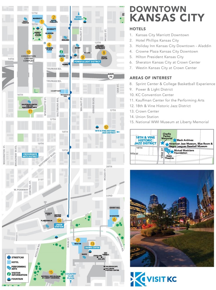 Kansas City hotels and sightseeings map