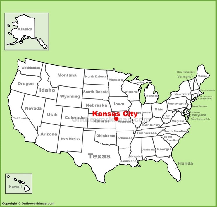 Kansas City location on the U.S. Map