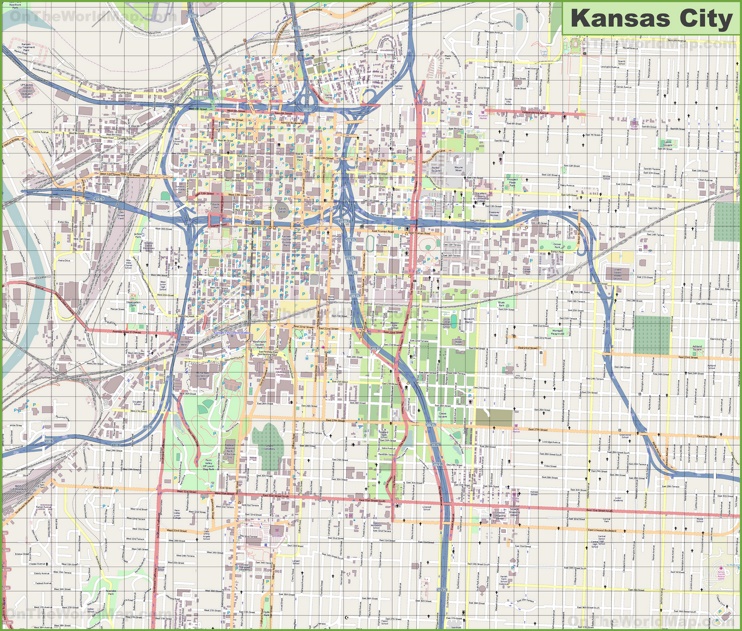Large detailed map of Kansas City