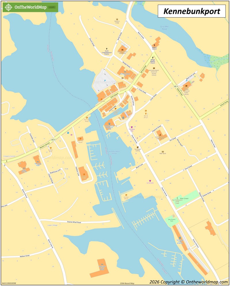Map of Downtown Kennebunkport