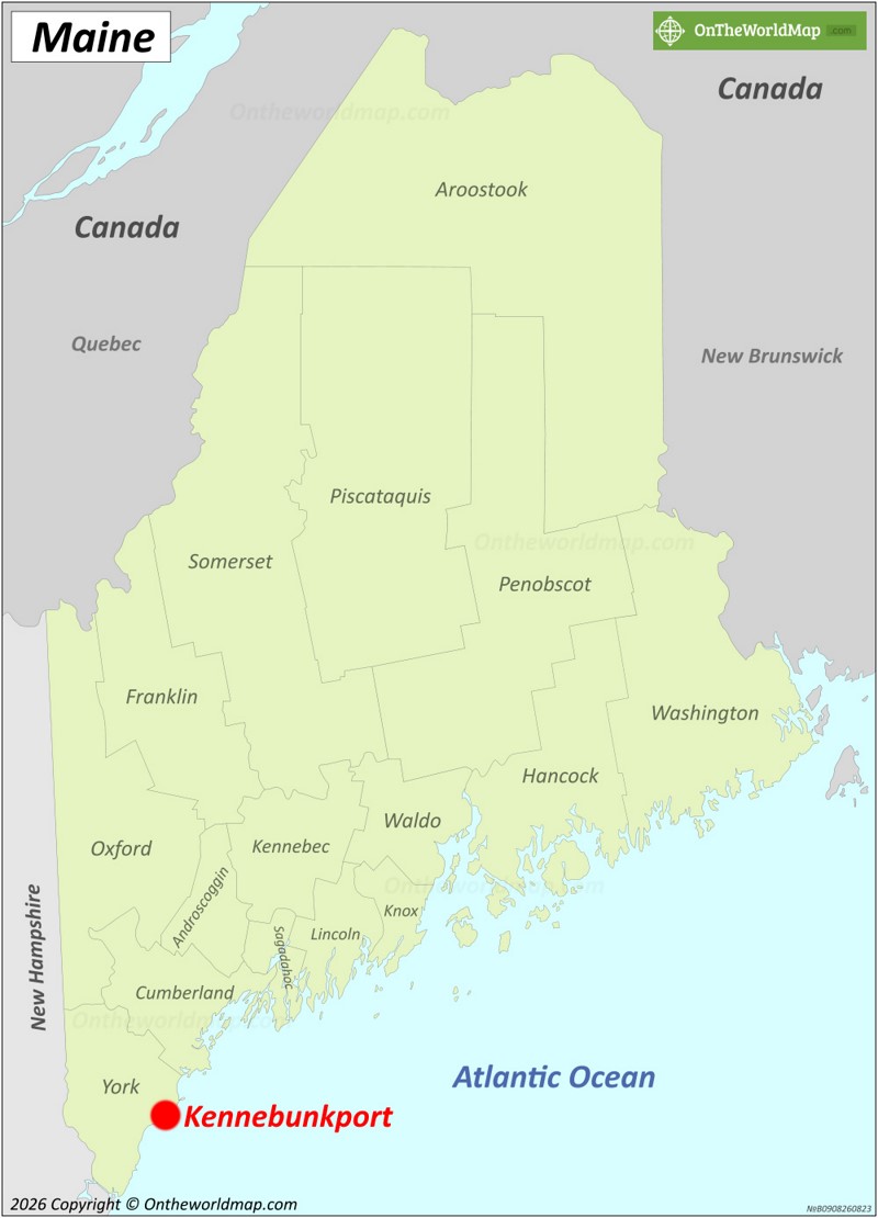 Kennebunkport Location On The Maine Map