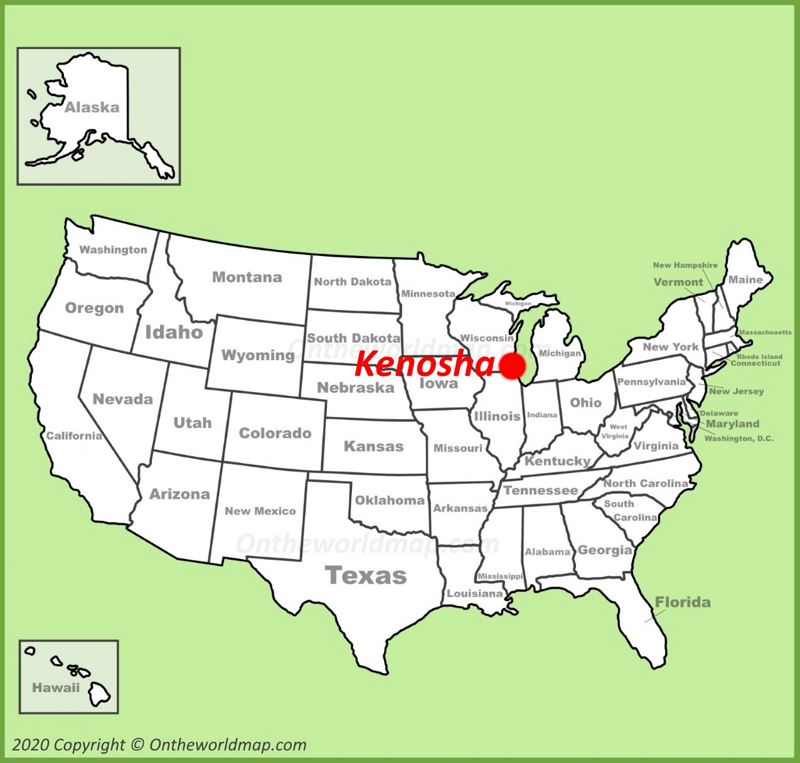 Kenosha location on the U.S. Map