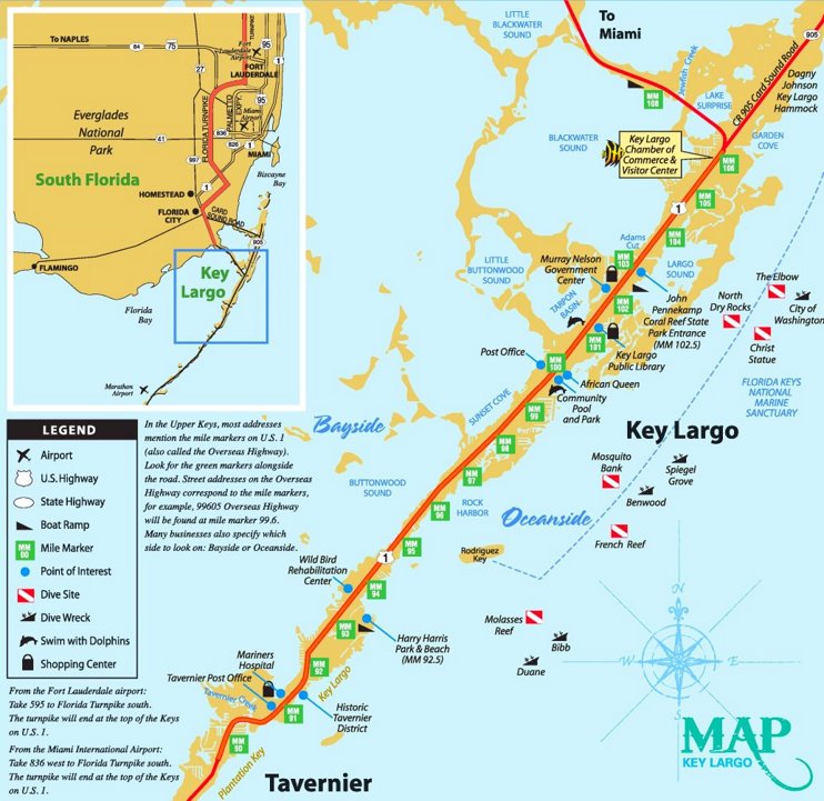Key Largo tourist map