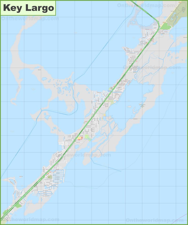 Large detailed map of Key Largo