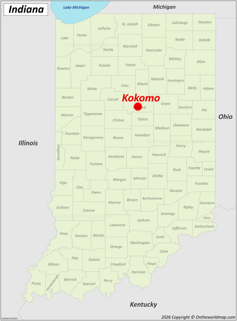 Kokomo Location On The Indiana Map