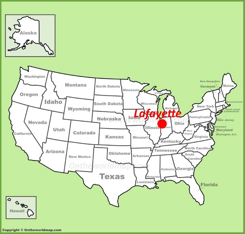 Lafayette IN location on the U.S. Map