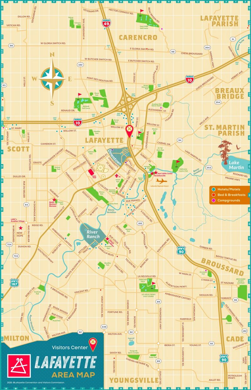 Lafayette LA Tourist Map Ontheworldmap